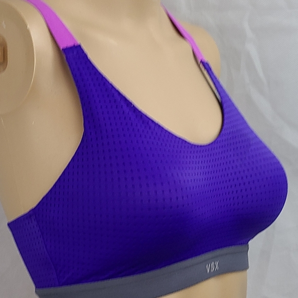 VSX Sport-- Victoria's Secret (32C) Purple & Pink Molded Cup, X Strap Sports Bra - Picture 5 of 12